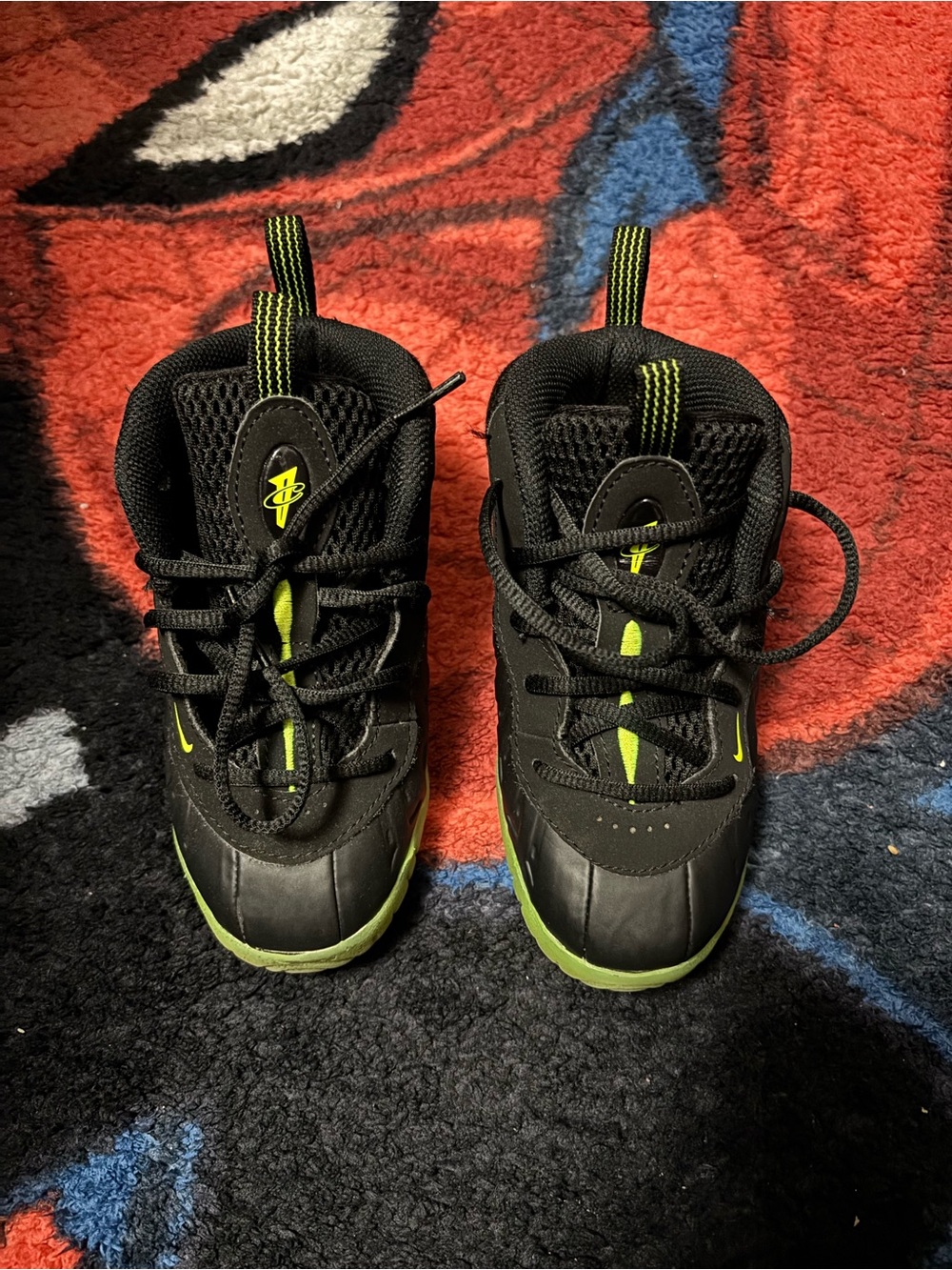 Kids Black and Lime Athletic Shoes